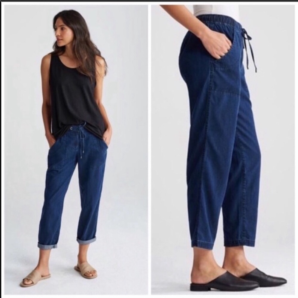 Eileen Fischer Slouchy Denim Drawstring Ankle Pant